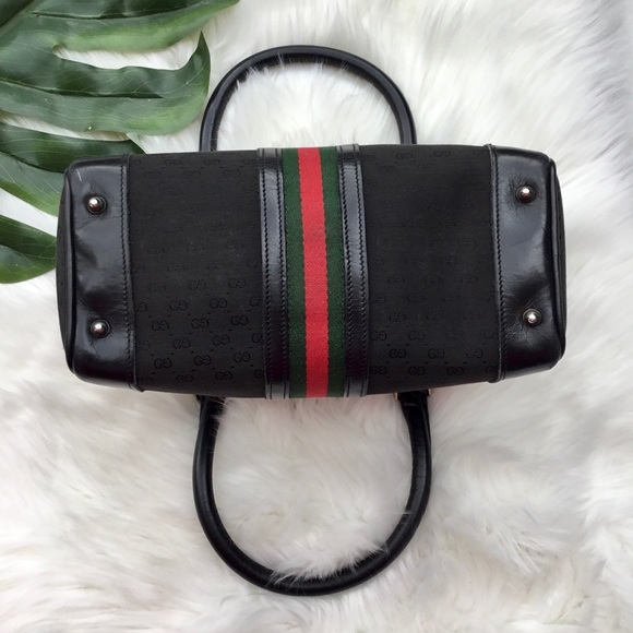 Vintage Gucci Boston Bag Web Black w/ Dust Bag - Picture 4 of 16
